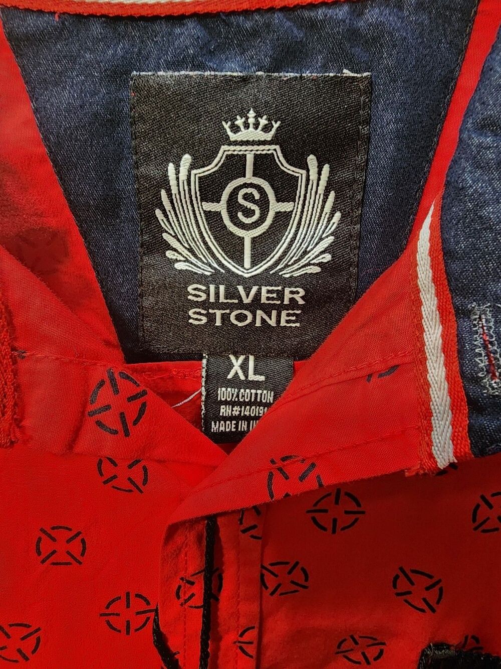 NWT Silver Stone Bulls eye Pattern Mens XL Casual Western Business Long Sleeve
